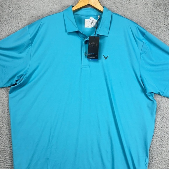 Callaway Mens Opti-Dri‎ Golf Polo Shirt 2XL Light Blue Golfing Rugby Stretch NEW - Picture 1 of 10
